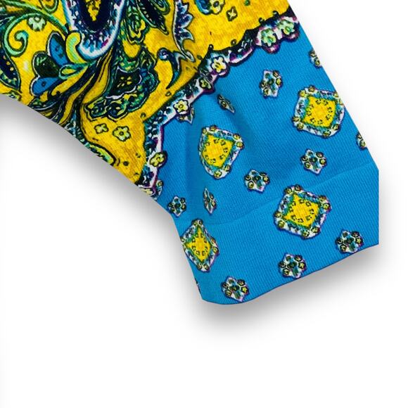 Isaac Mizrahi Paisley Cardigan Sweater Blue Yellow 3/4 Sleeve XL - Picture 5 of 11
